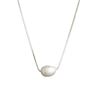 Collar con perla solitaria enchapado en plata