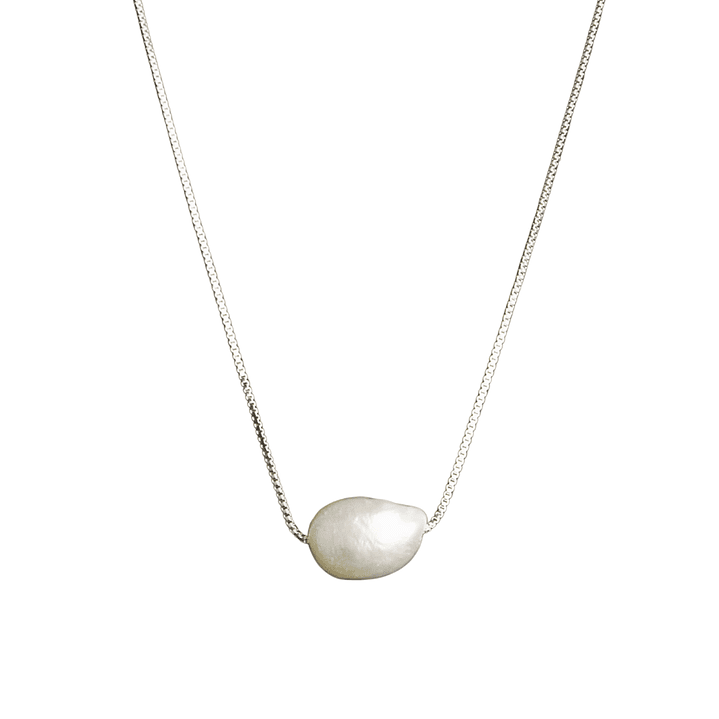 Collar con perla solitaria enchapado en plata 1