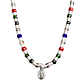 Collar de mostacilla con cristales de colores y colgante de Virgen de los Rayos enchapado en plata - Miniatura 1