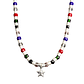 Collar de mostacilla con cristales de colores y colgante de estrella enchapado en plata - Miniatura 1