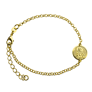 Pulsera escapulario Virgen del Carmen y Sagrado Corazón de Jesús enchapado en oro
