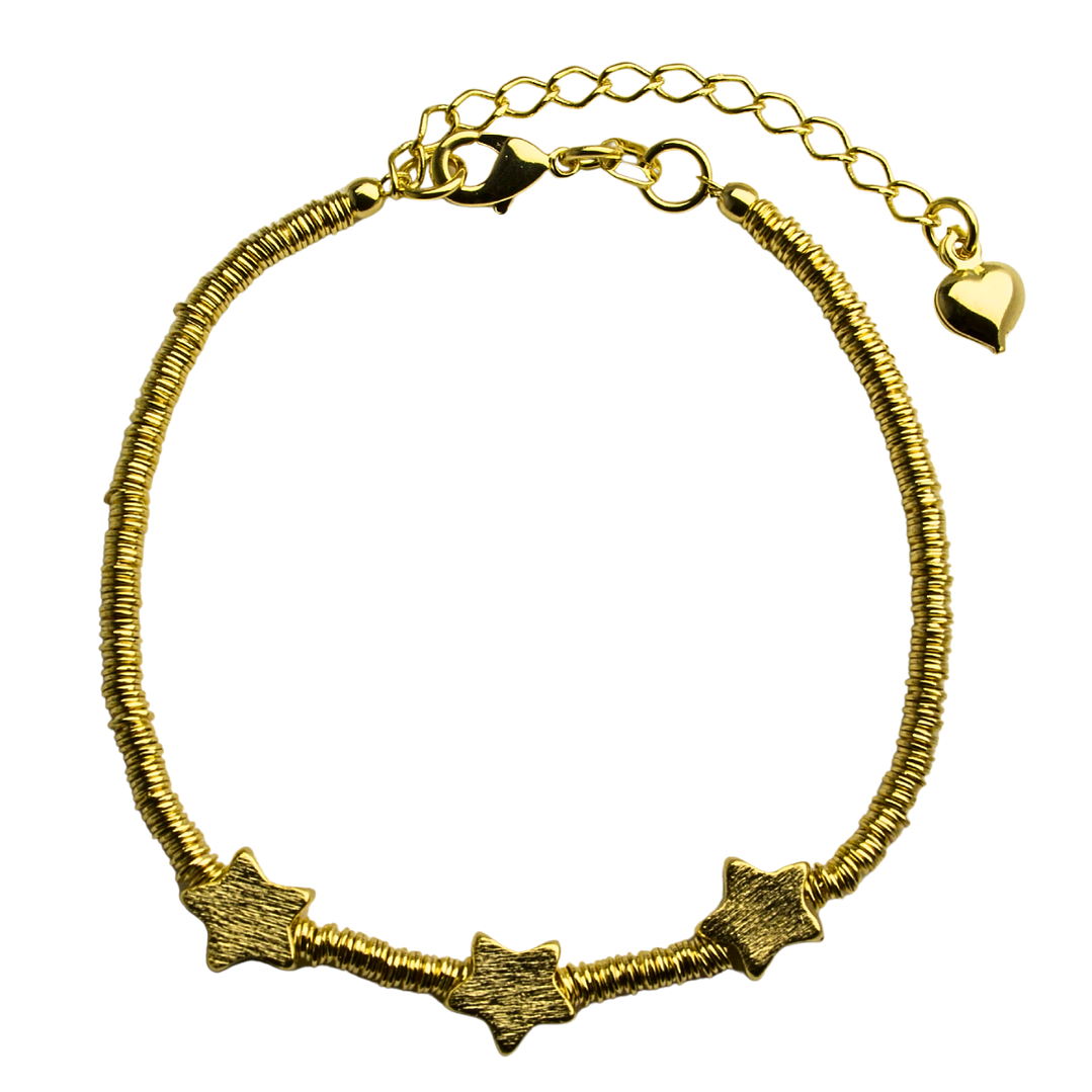 Pulsera de mostacillas de argollas con estrellas enchapado en oro 1