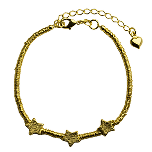 Pulsera de mostacillas de argollas con estrellas enchapado en oro