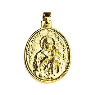 Medalla Ovalada Virgen de Schoenstatt enchapada en oro