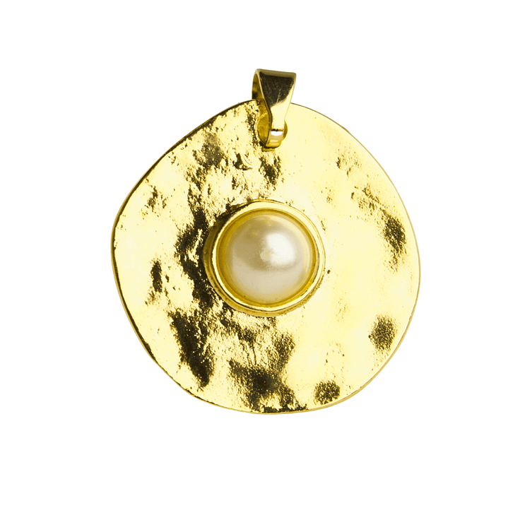 Colgante circular con perla enchapado en oro 1