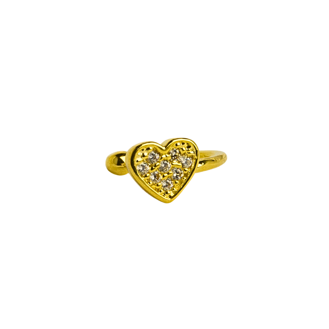 Earcuff de corazón enchapado en oro 1