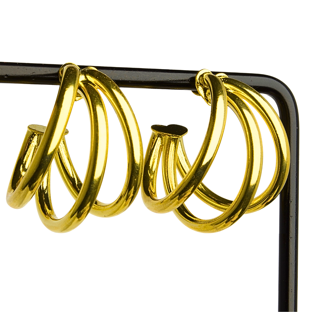 Aros Triple Argolla enchapado en oro 1