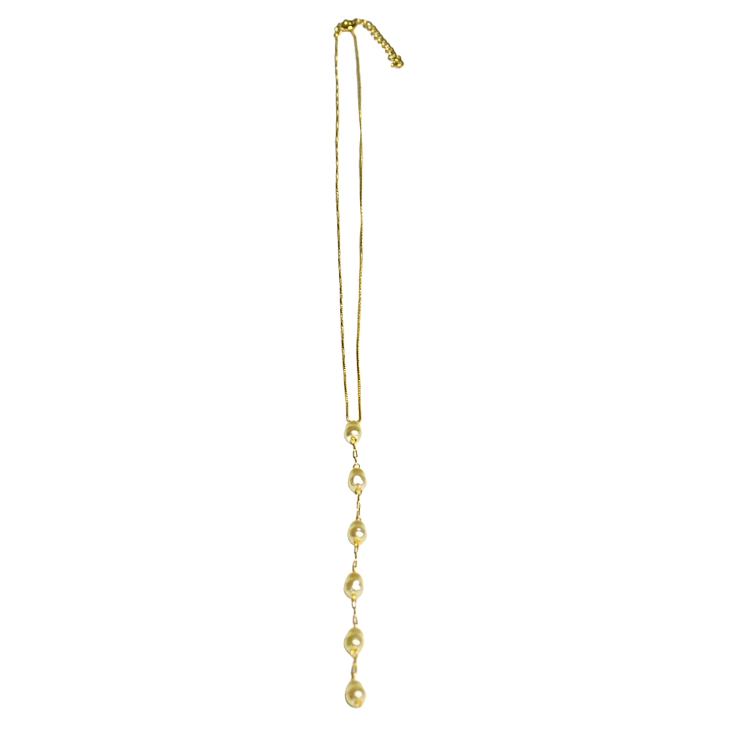 Collar con cascada de perlas enchapado en oro 2