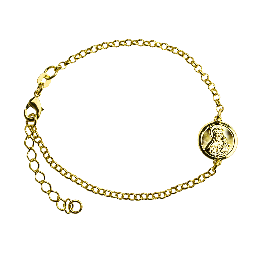 Pulsera escapulario Virgen del Carmen y Sagrado Corazón de Jesús enchapado en oro 2