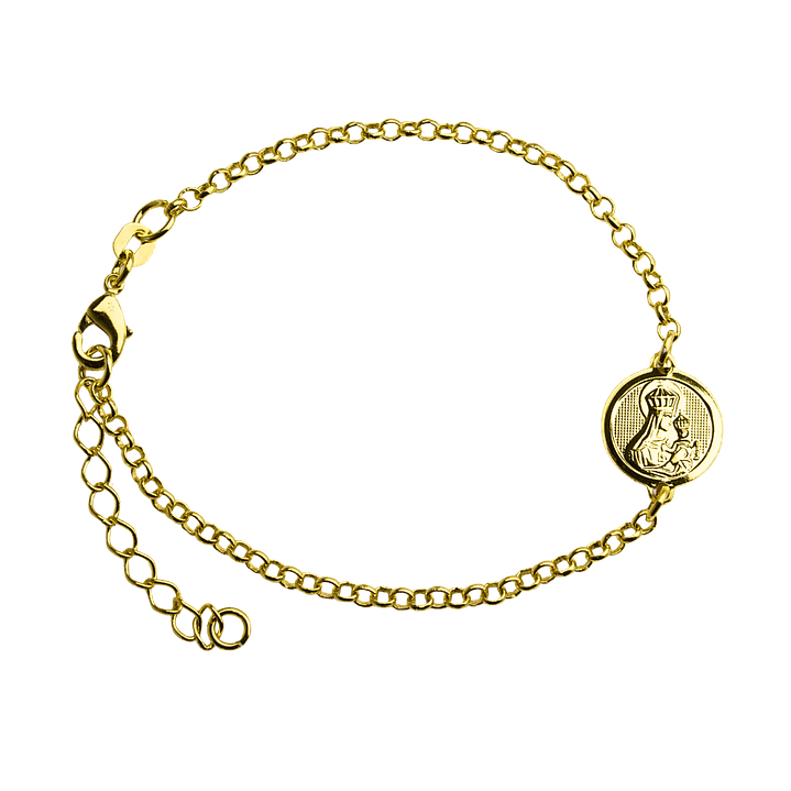 Pulsera escapulario Virgen del Carmen y Sagrado Corazón de Jesús enchapado en oro 2