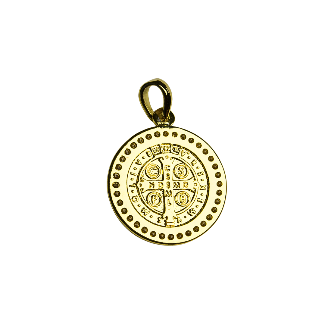 Medalla Redonda de San Benito con Circones enchapado en oro 2