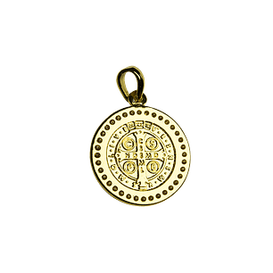 Medalla Redonda de San Benito con Circones enchapado en oro