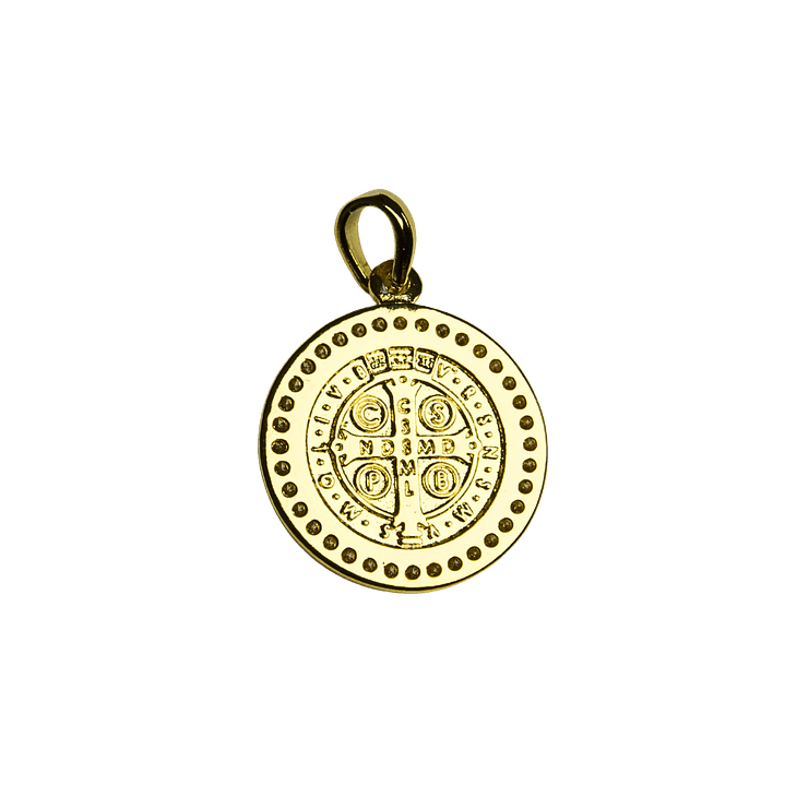 Medalla Redonda de San Benito con Circones enchapado en oro 2