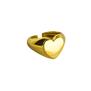 Anillo ajustable con sello de corazón enchapado en oro