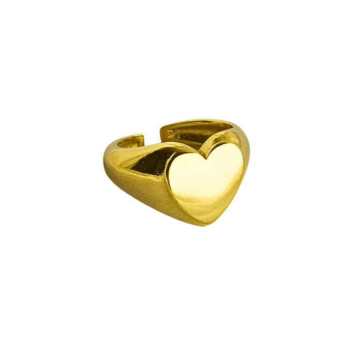 Anillo ajustable con sello de corazón enchapado en oro 1