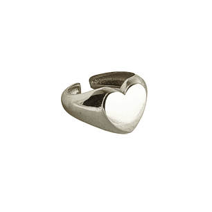 Anillo ajustable con sello de corazón enchapado en plata