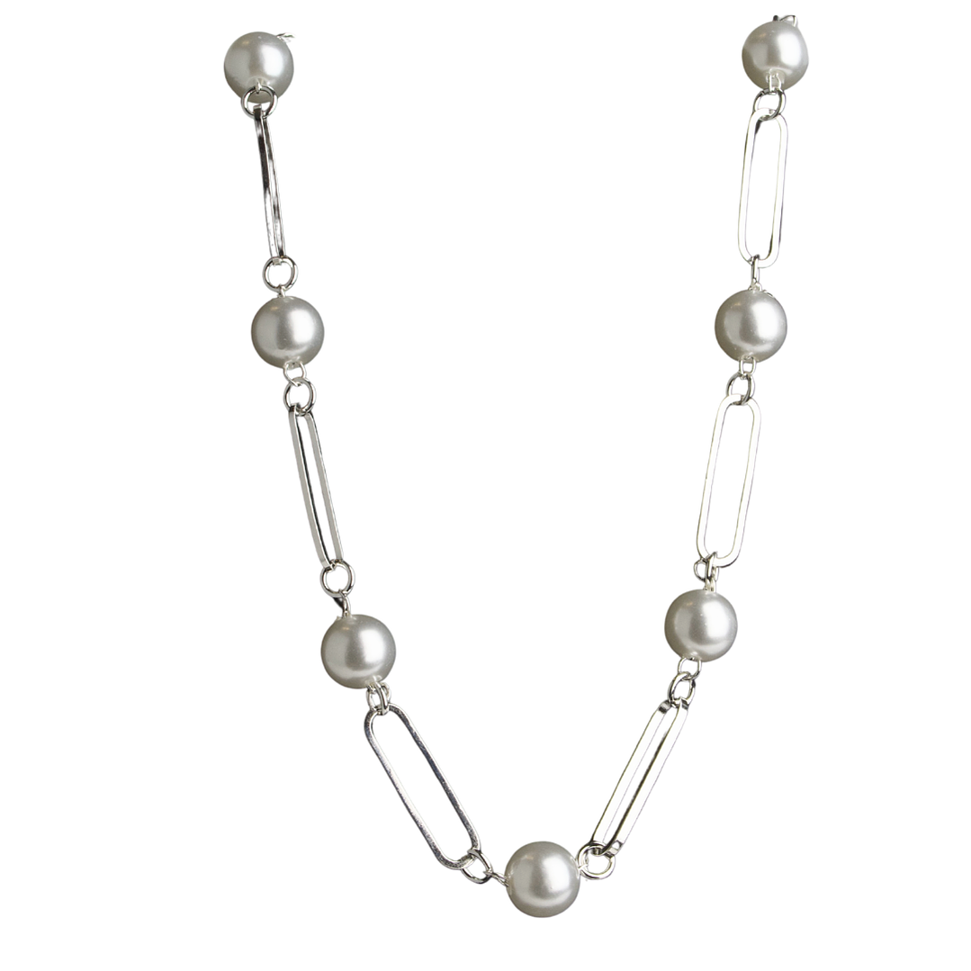 Collar largo con perlas enchapado en plata 1