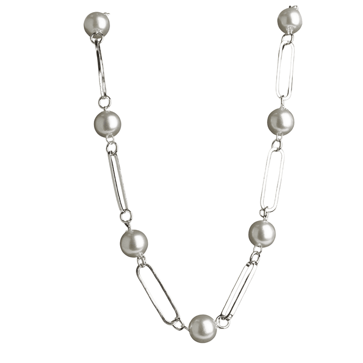 Collar largo con perlas enchapado en plata 1