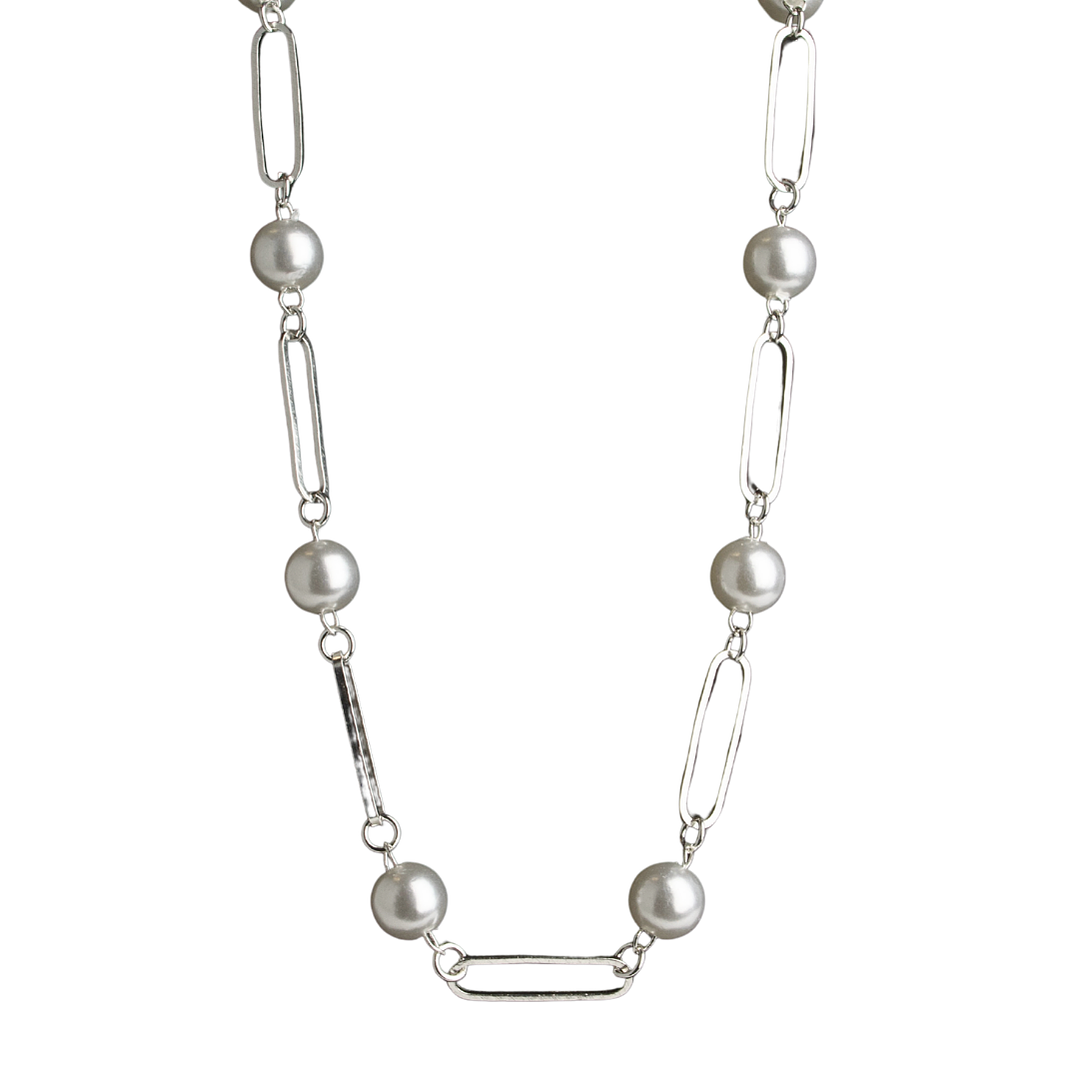 Collar choker con perlas enchapado en plata 1