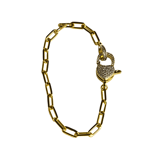 Pulsera corazon candado forever con circones enchapado en oro