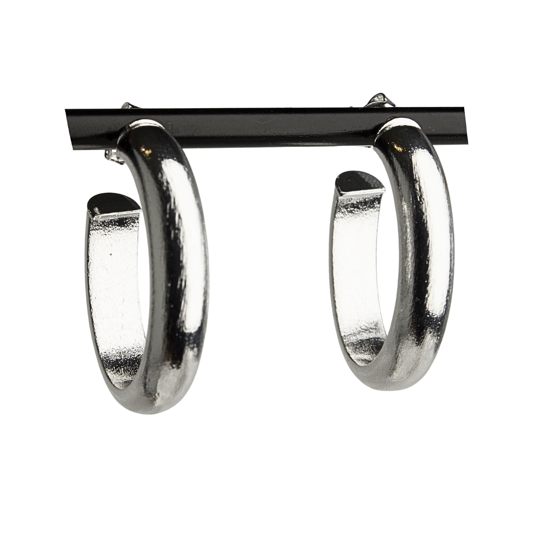 Aro argolla ovalada gruesa satinada enchapada en plata 1