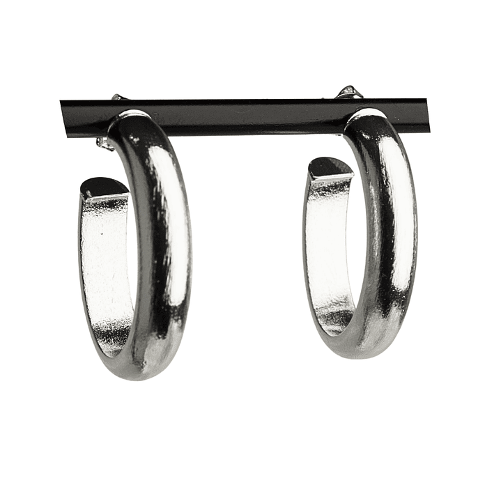 Aro argolla ovalada gruesa satinada enchapada en plata 1