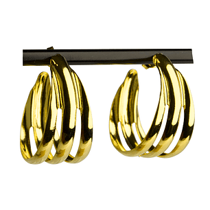 Aros Argolla satinada triple con enchape en oro