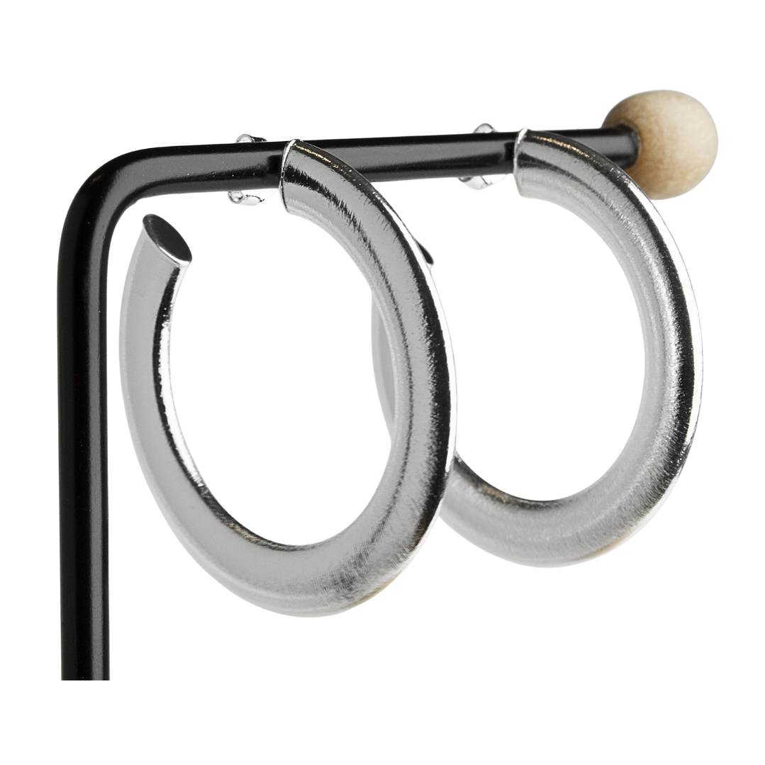 Aro Argolla Ovalada Satinada con enchape en plata 1