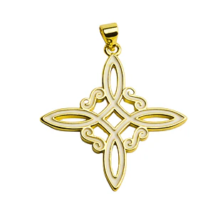 Colgante nudo de bruja enchapado en oro centro blanco