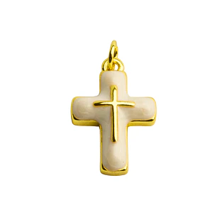 Colgante crucifijo en blanco y enchape en oro