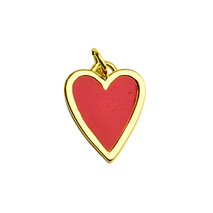 Colgante corazón rojo informal enchapado en oro