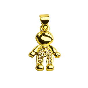 Colgante niño enchapado en oro con circones