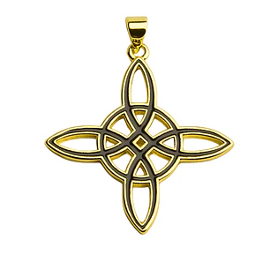 Colgante nudo de bruja simple enchapado en oro con centro negro negro