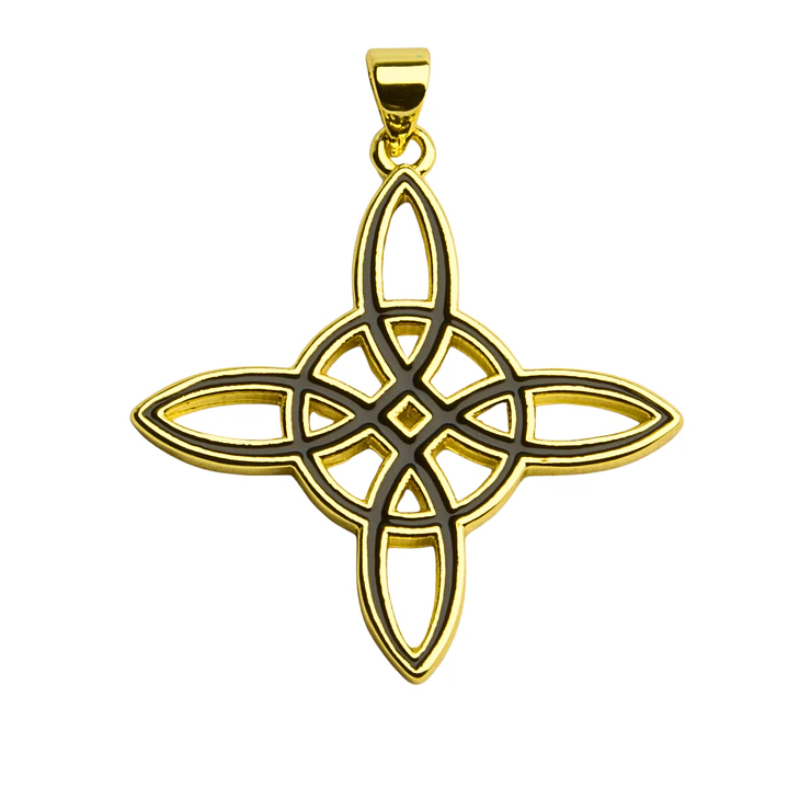 Colgante nudo de bruja simple enchapado en oro con centro negro negro 1