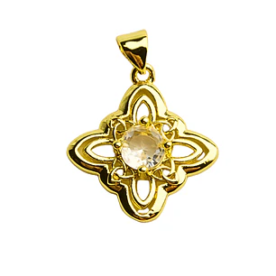 Colgante nudo de bruja enchapado en oro con triqueta celta y cristal blanco