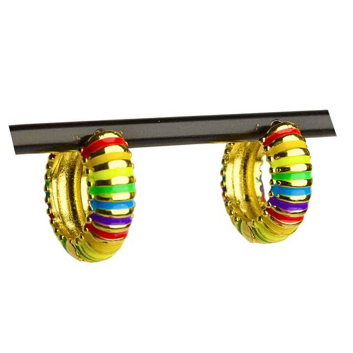 Aros argolla colores del arcoíris con enchape en oro 1
