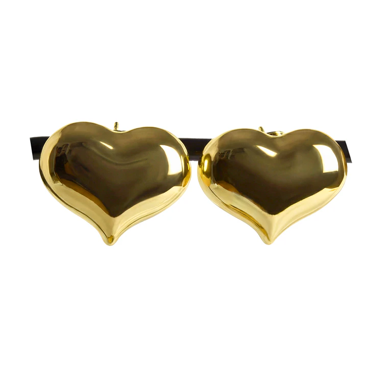 Aros corazón voluminoso con cierre a presión enchapado en oro 1