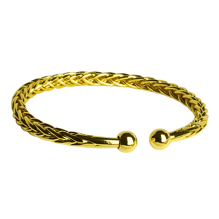 Pulsera esclava espigada con enchape en oro y puntas esfericas 1