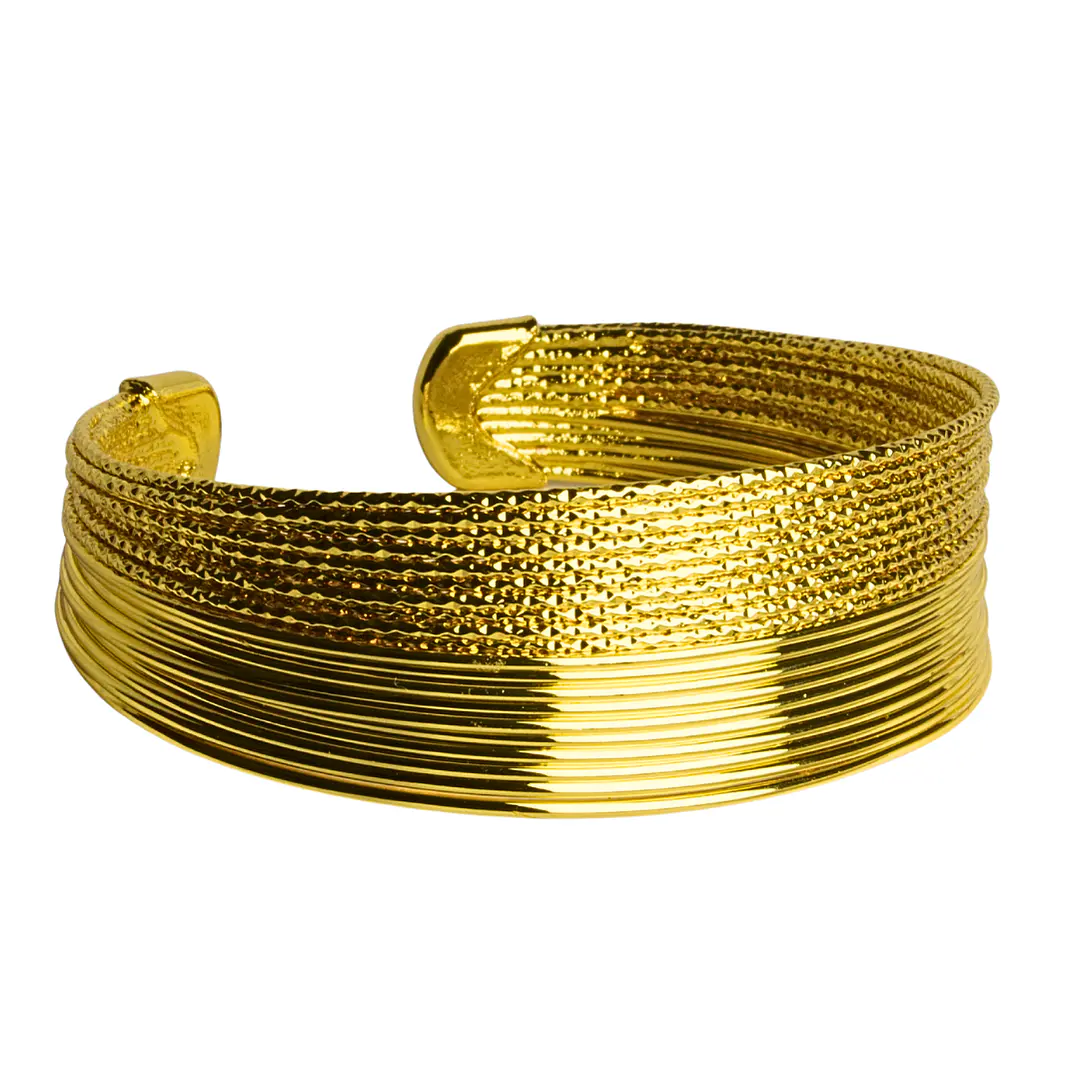 Pulsera esclava multitextura enchapada en oro 1