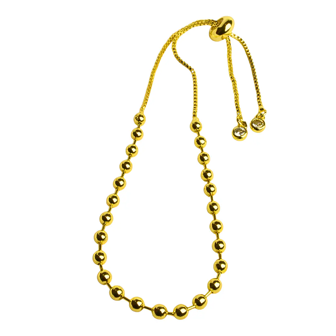 Pulsera de balines enchapado en oro con argolla de ajuste 1