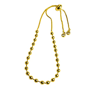 Pulsera de balines enchapado en oro con argolla de ajuste
