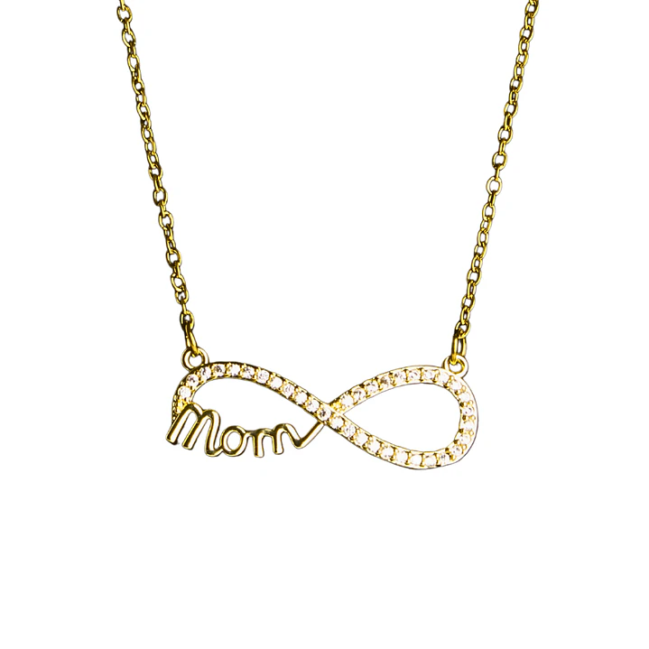 Collar MOM Infinito con circones y broche mosquetón enchapado en oro 1