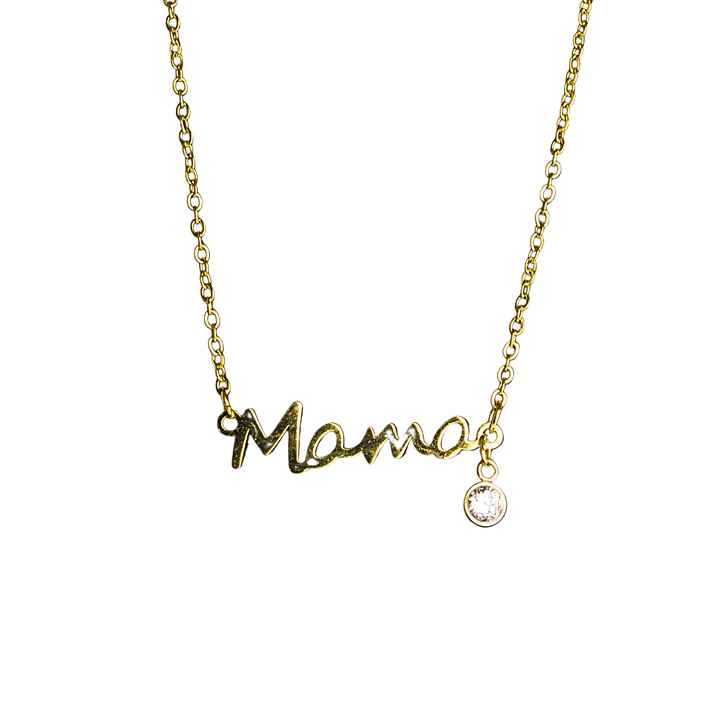 Collar Mamá con circón y broche mosquetón enchapado en oro 1