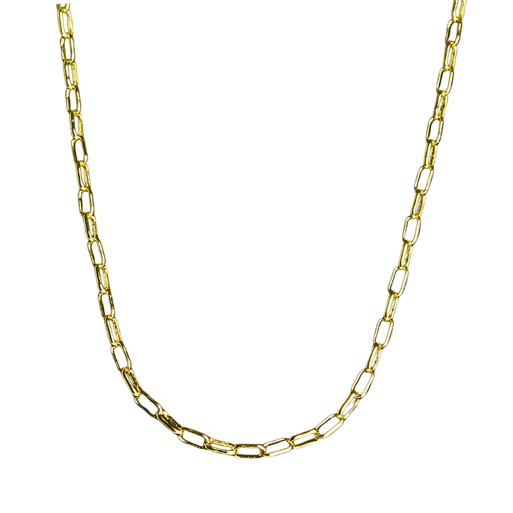 Cadena clásica de eslabones con broche mosquetón enchapada en oro 1