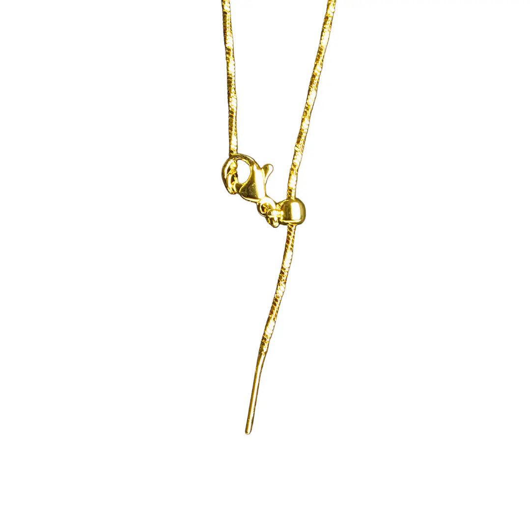 Cadena delgada tipo aguja con broche mosquetón enchapada en oro I 2