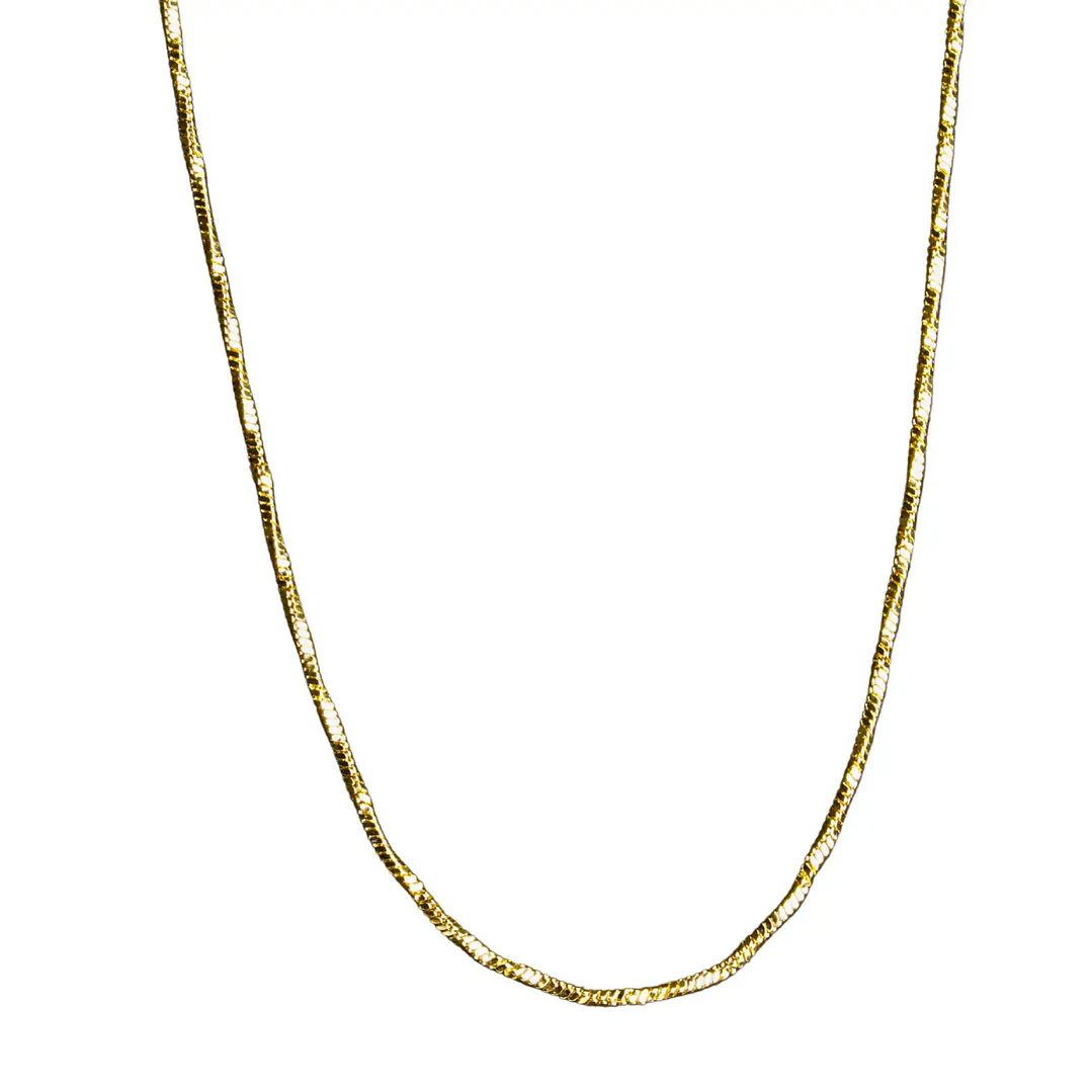 Cadena delgada tipo aguja con broche mosquetón enchapada en oro I 1