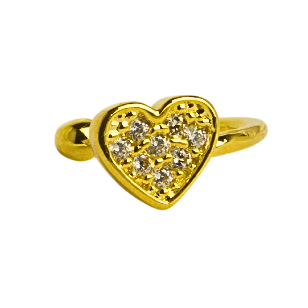 Earcuff de corazón enchapado en oro 1