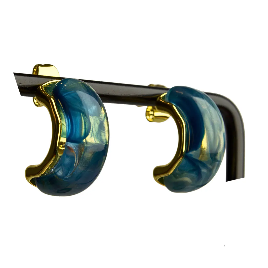 Aros semicírculo enchapado en oro con resina de color 2