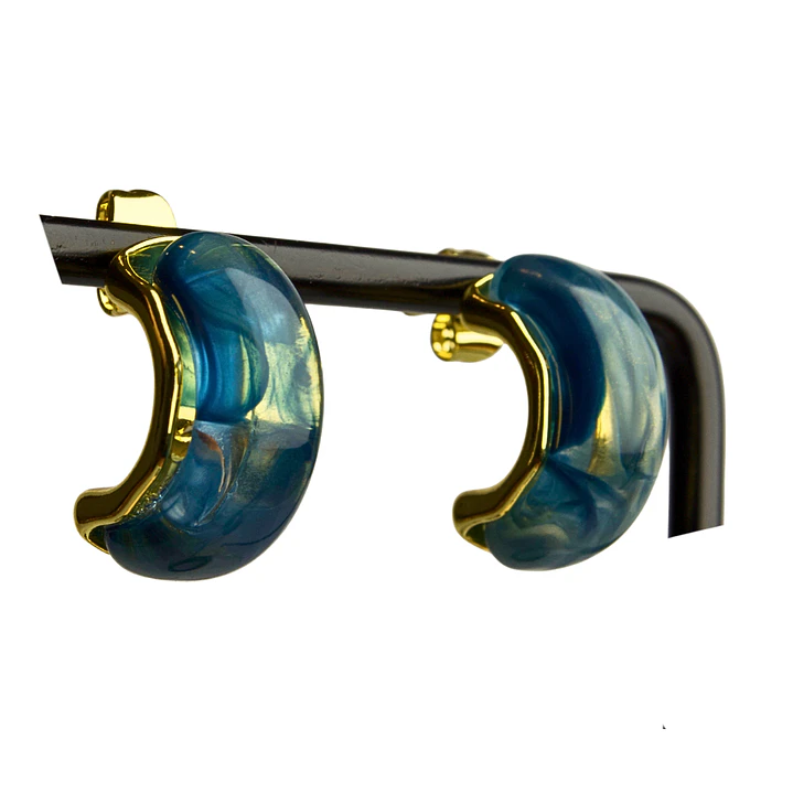 Aros semicírculo enchapado en oro con resina de color 2