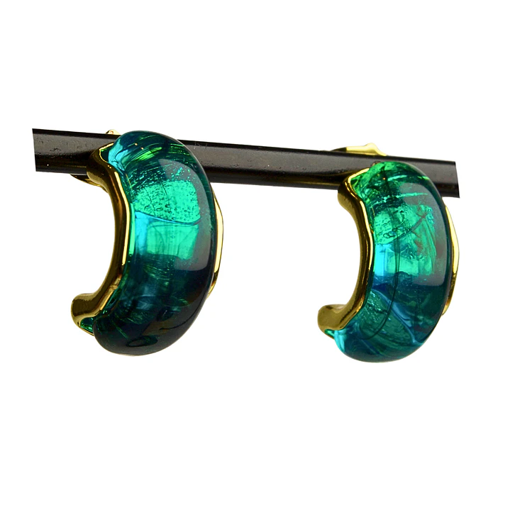 Aros semicírculo enchapado en oro con resina de color 1